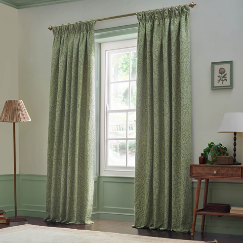 Acorn Tonal Pencil Pleat, Sage - Ready Made Curtains - Image 3
